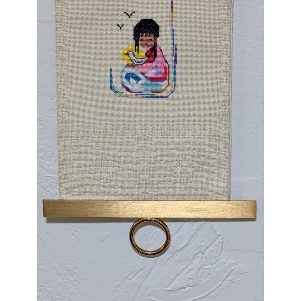 De‎ Grazia Style Vintage Needlepoint Bell Pull Cord w/Solid Brass Hanger